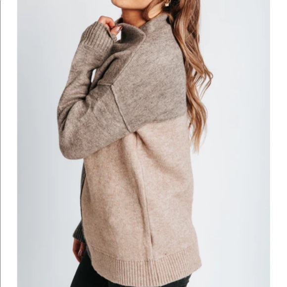 The Samuel Color Block Sweater in Stone - Picture 11 of 12